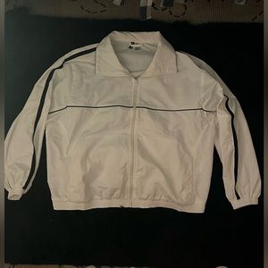 H&M White Retro Windbreaker